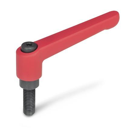 Otto Ganter Adjustable Hand Lever Zinc Die Casting Threaded Stud Steel, GN 300